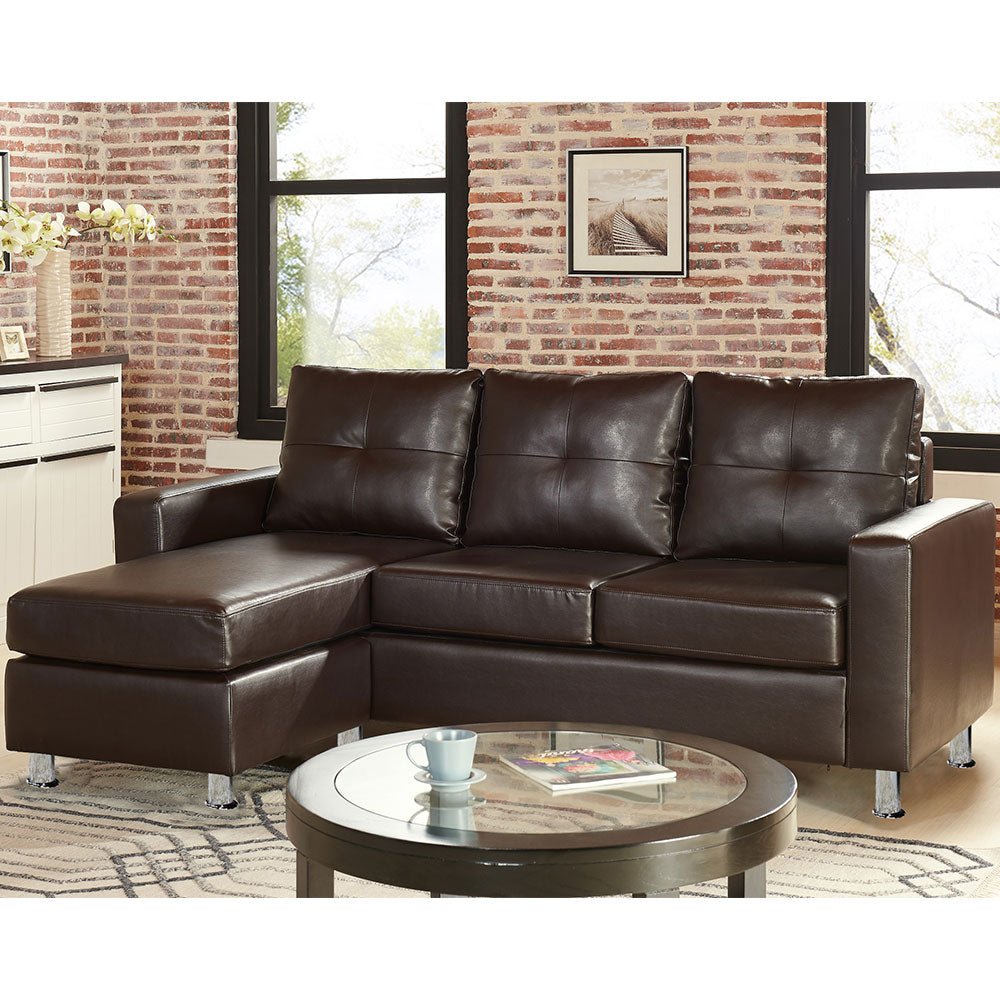NNEDPE Sarantino Corner Sofa Couch with Chaise - Brown - Haven HomeHaven Home