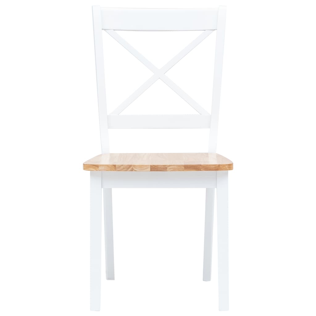 NNEVL Dining Chairs 2 pcs White and Light Wood Solid Rubber Wood-2