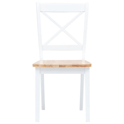 NNEVL Dining Chairs 2 pcs White and Light Wood Solid Rubber Wood-2