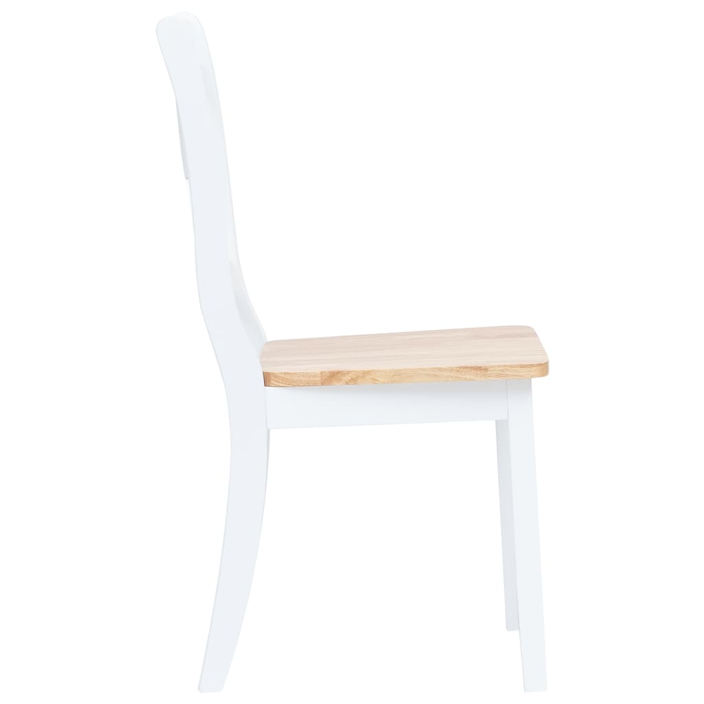 NNEVL Dining Chairs 2 pcs White and Light Wood Solid Rubber Wood-3