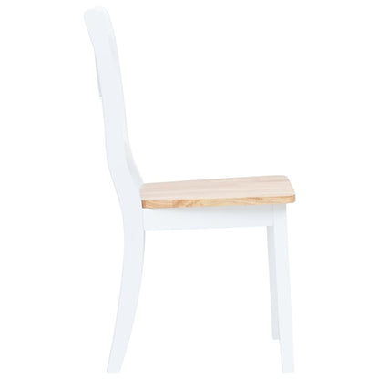 NNEVL Dining Chairs 2 pcs White and Light Wood Solid Rubber Wood-3