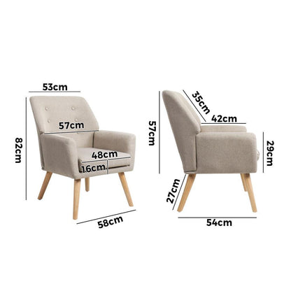 NNEED Armchair Linen Fabric Beige-1