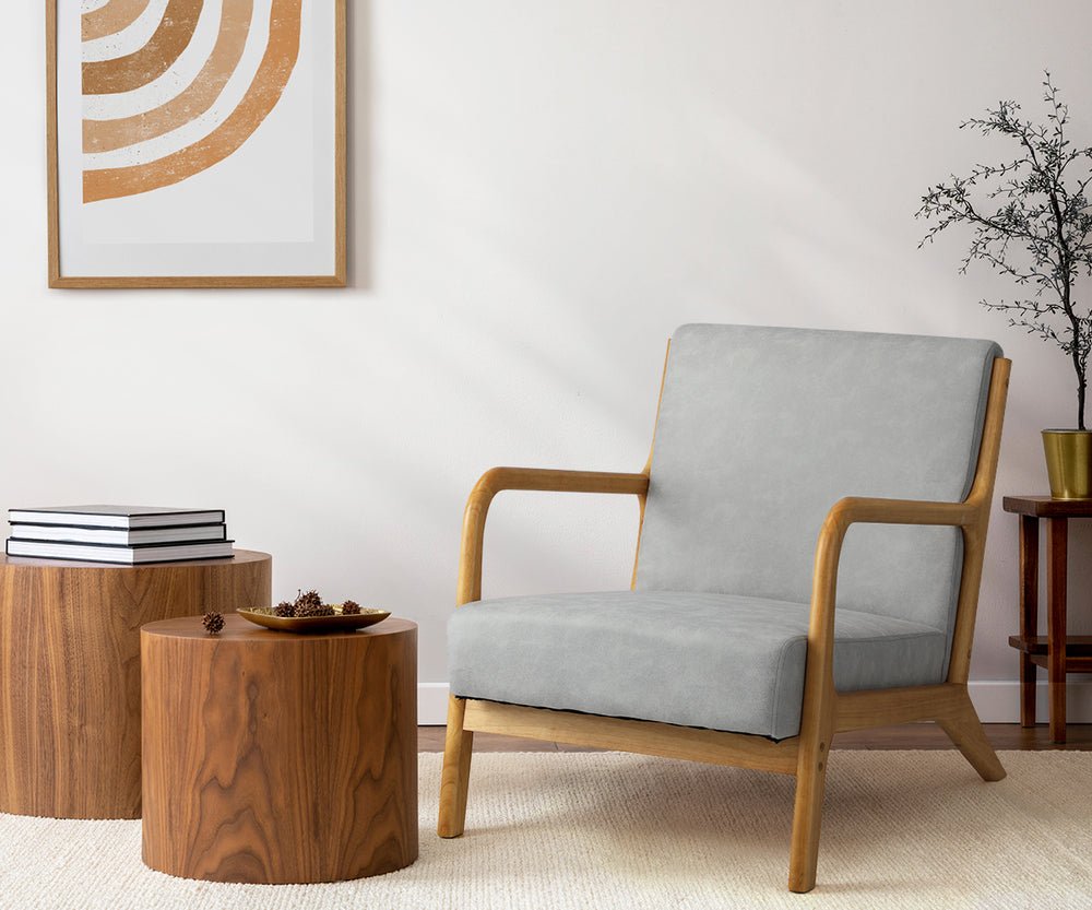 NNEED Armchair Wood Couches Light Grey - Haven HomeHaven Home