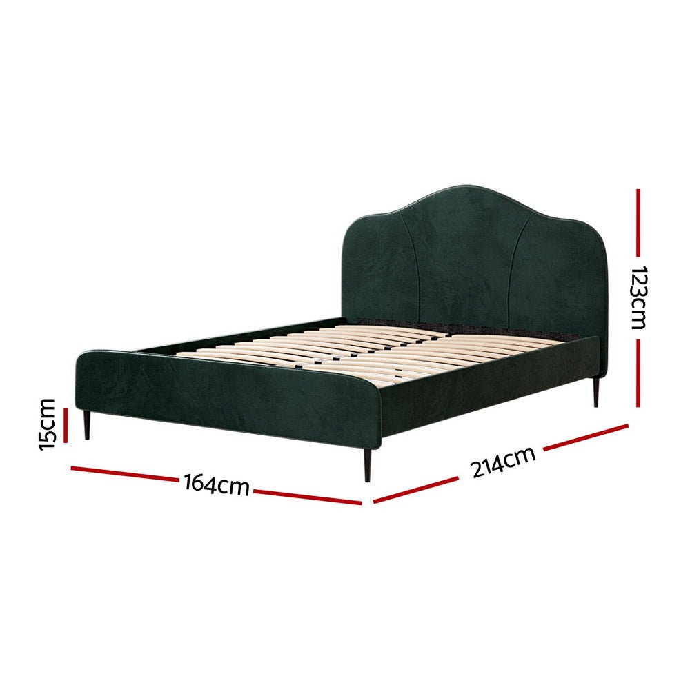 NNEDSZ Artiss Bed Frame Queen Size Velvet Dark Green OLAN - Haven HomeHaven Home