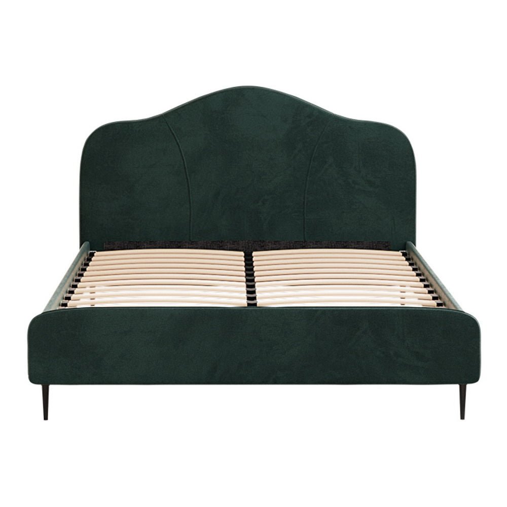 NNEDSZ Artiss Bed Frame Queen Size Velvet Dark Green OLAN - Haven HomeHaven Home