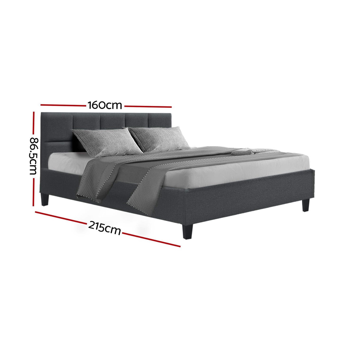 NNEDSZ Artiss Bed Frame Queen Size Charcoal TINO-2