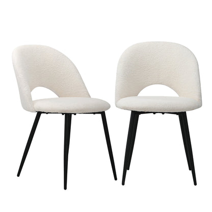 NNEED 2PCS Dining Chairs Sherpa White-0