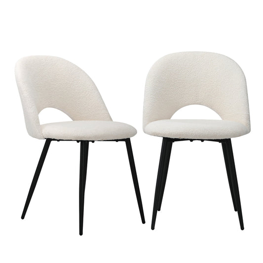 NNEED 2PCS Dining Chairs Sherpa White-0
