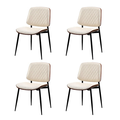 NNEED 4x Dining Chairs PU Leather Wood Frame Metal Legs White-0