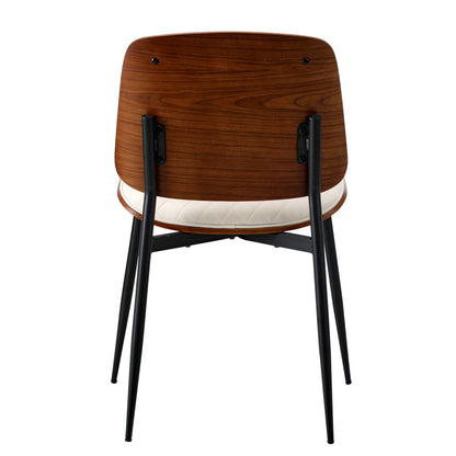 NNEED 4x Dining Chairs PU Leather Wood Frame Metal Legs White-3