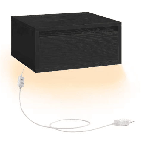 VASAGLE – Table de chevet suspendue avec lumière LED 3 couleurs, tiroir et étagère murale, style moderne pour chambre ou salon (35 x 40 x 18 cm) - Haven HomeHaven Home