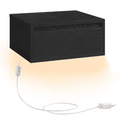 VASAGLE – Table de chevet suspendue avec lumière LED 3 couleurs, tiroir et étagère murale, style moderne pour chambre ou salon (35 x 40 x 18 cm) - Haven HomeHaven Home