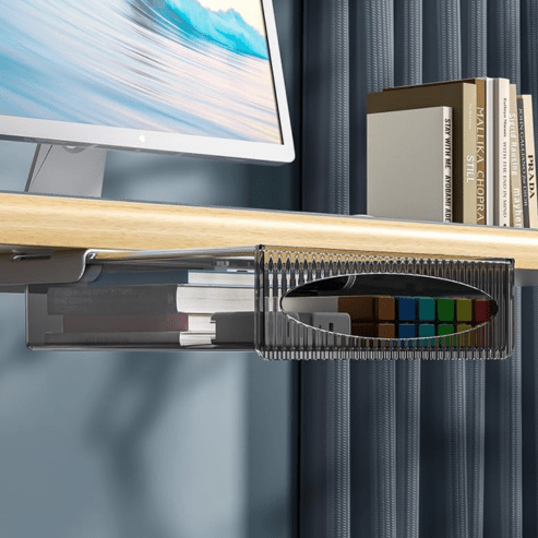 Boîte de rangement à tiroir auto - adhésive sous table – tiroir caché de grande capacité pour bureau, armoire ou organisation d’espace - Haven HomeHaven Home