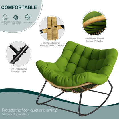 Outdoor Rocking Chair, Oversized Papasan Chair, Indoor Comfy Lounge Rocker - Haven HomeHaven Home