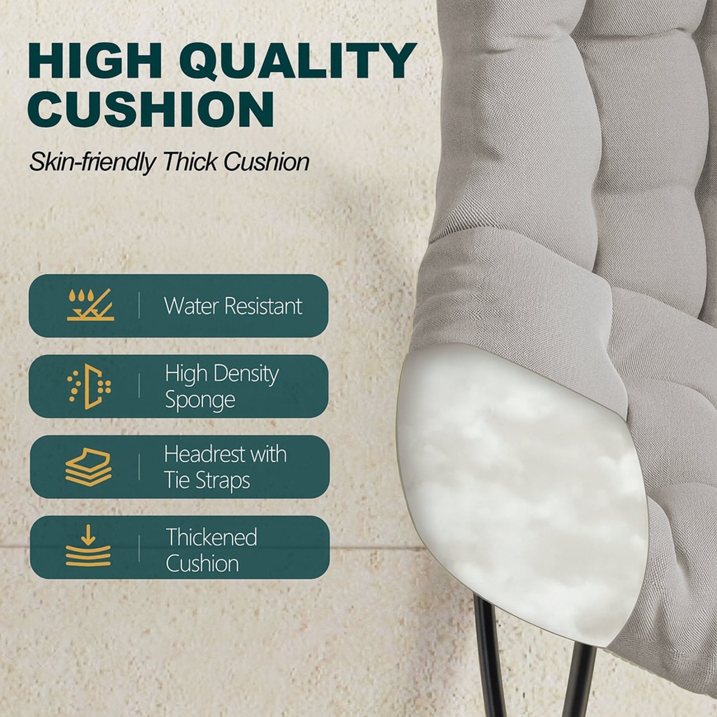 Outdoor Rocking Chair, Oversized Papasan Chair, Indoor Comfy Lounge Rocker - Haven HomeHaven Home