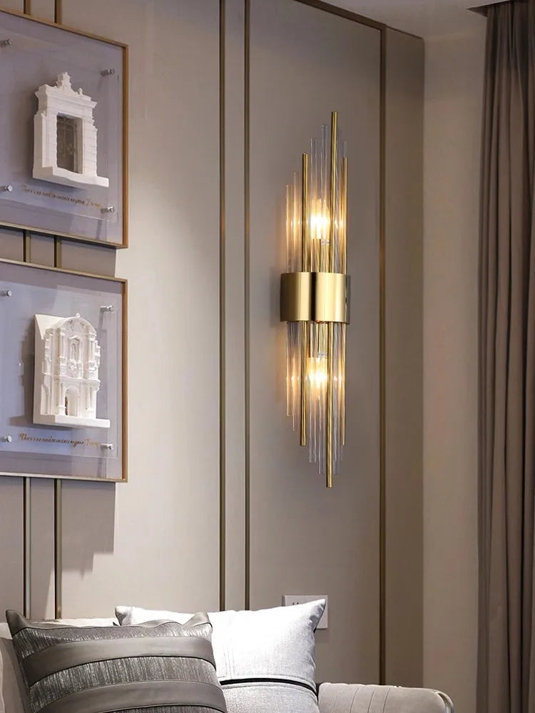 NNEOBA Modern Gold Glass Wall Lamp: Artistic Illumination for Living Spaces