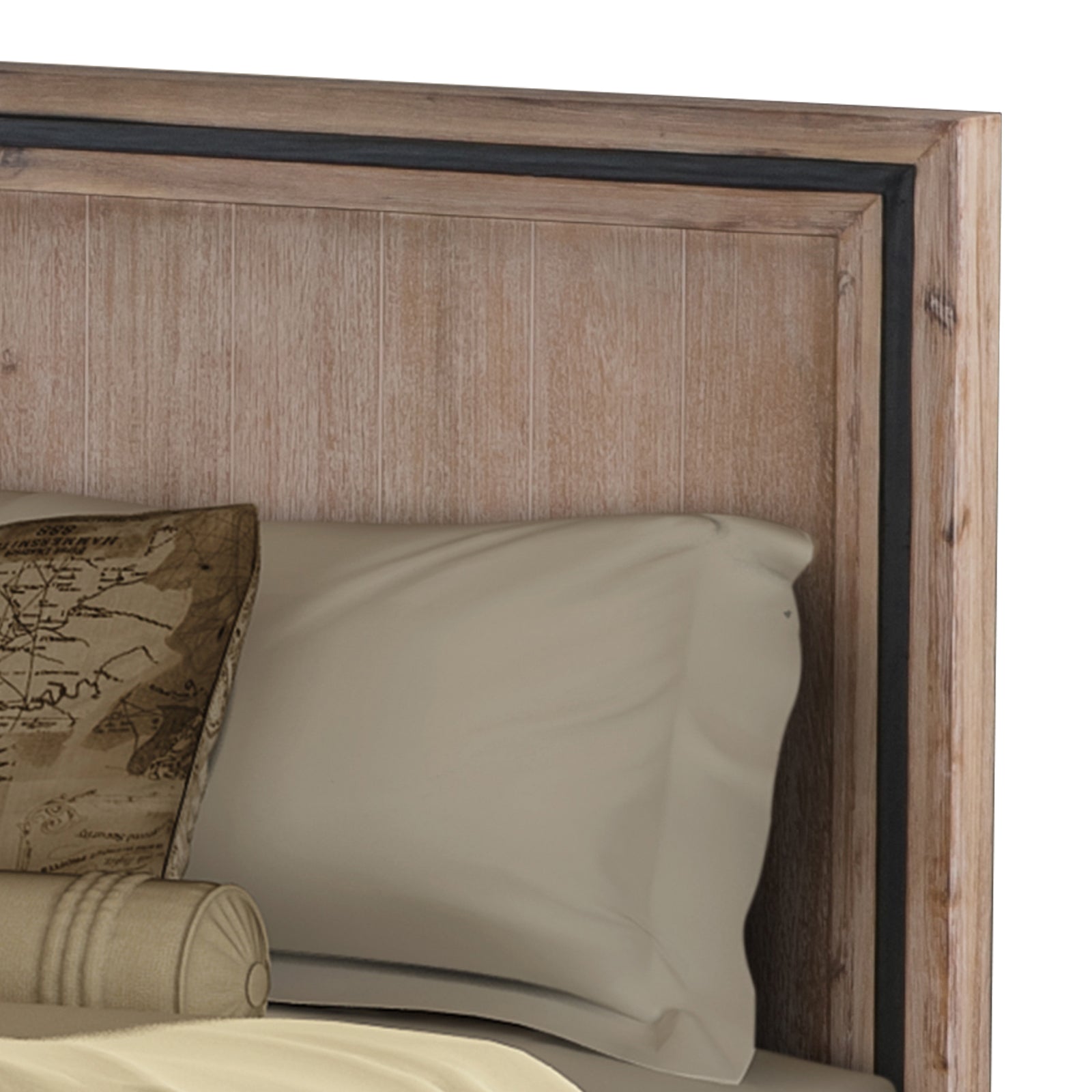 NNEDSZ King Size Silver Brush Bed Frame in Acacia Wood Construction - Haven HomeHaven Home