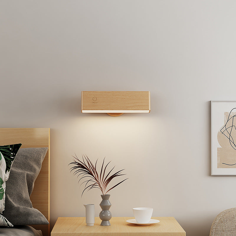 NNEDSZ Yellow Touch-Control Dimmable Wooden LED Wall Light - Minimalist Design