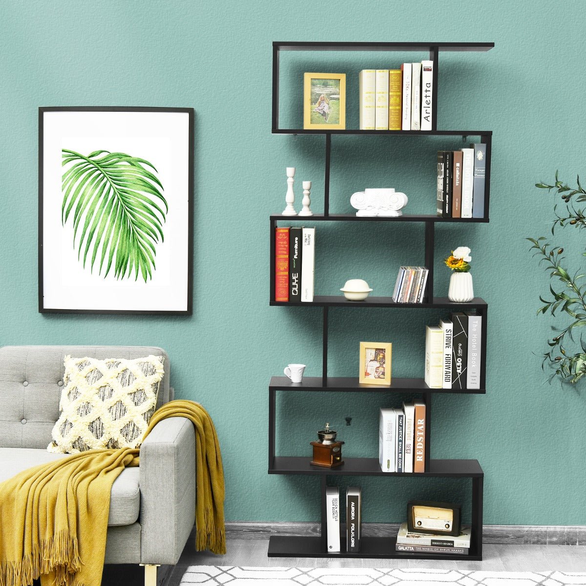 NNECW 6 - tier Bookshelf with Anti - Tipping Device for Office - Haven HomeHaven Home